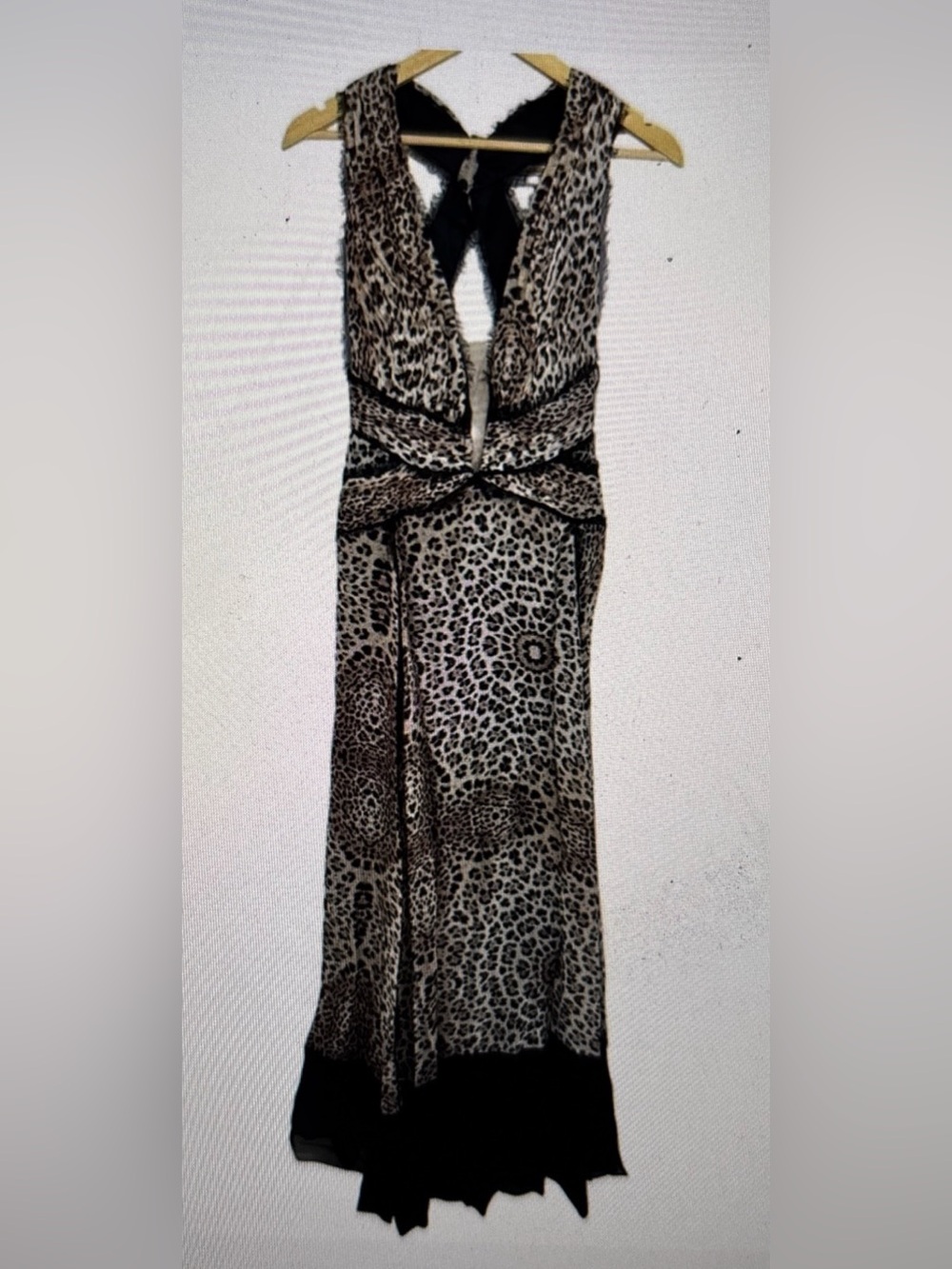 MANDALAY Grey Leopard Black Brown Silk Sleeveless Maxi Evening Dress Size 8‎ NEW